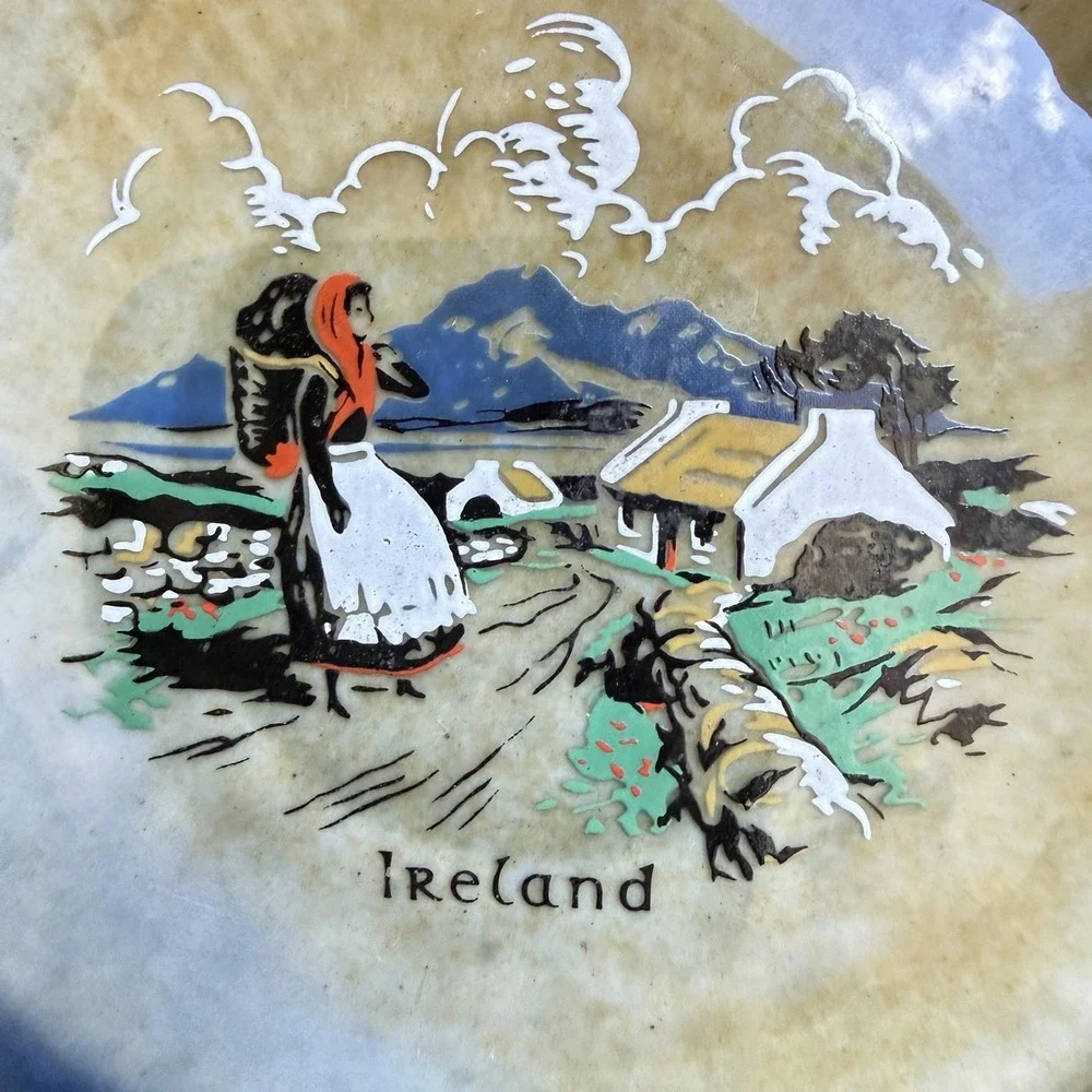 VTG MCM Irish Porcelain Ashtray‎ Ireland Ruffle Edge Trinket Jewelry Dish 4.75